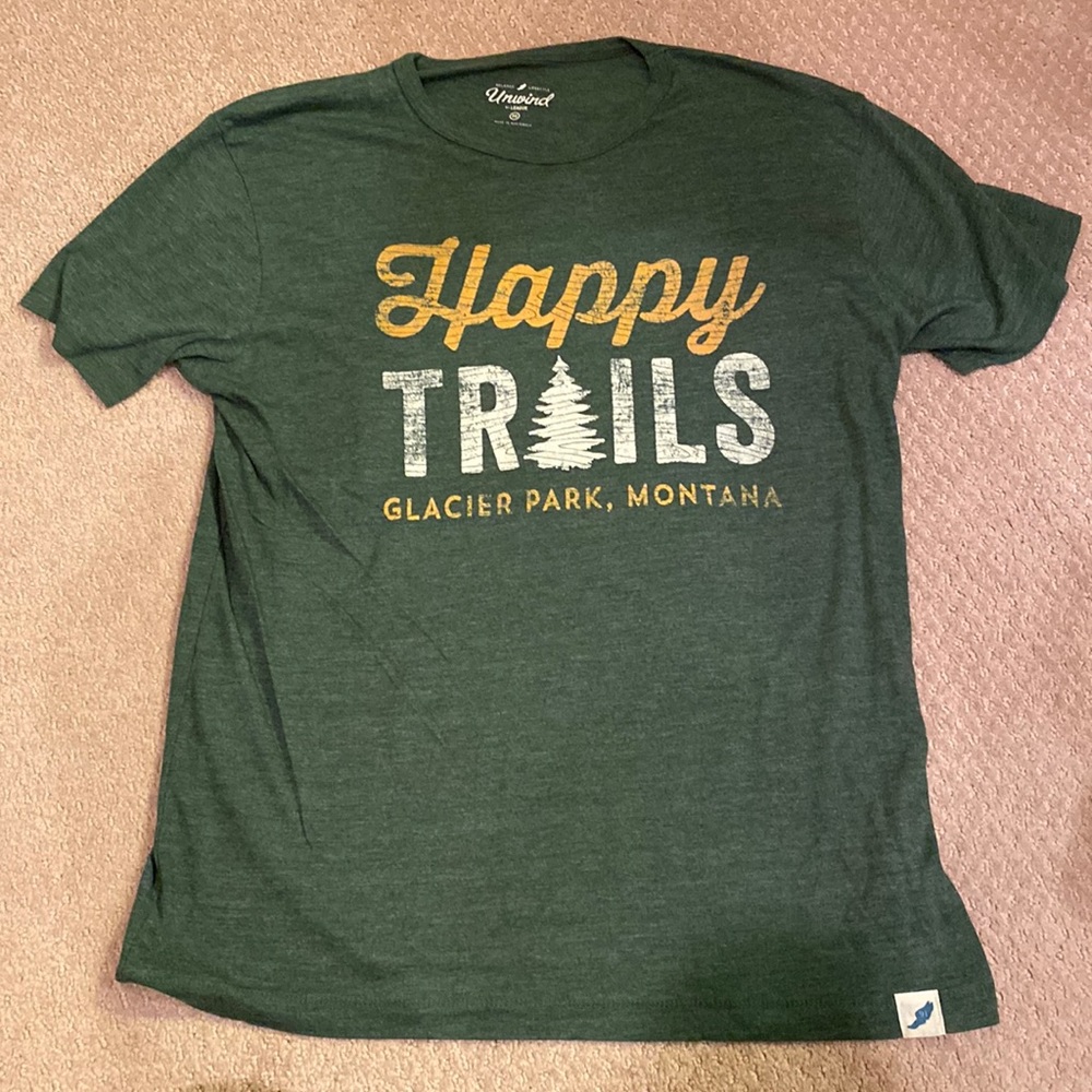 Glacier National Park green “happy trails” tee